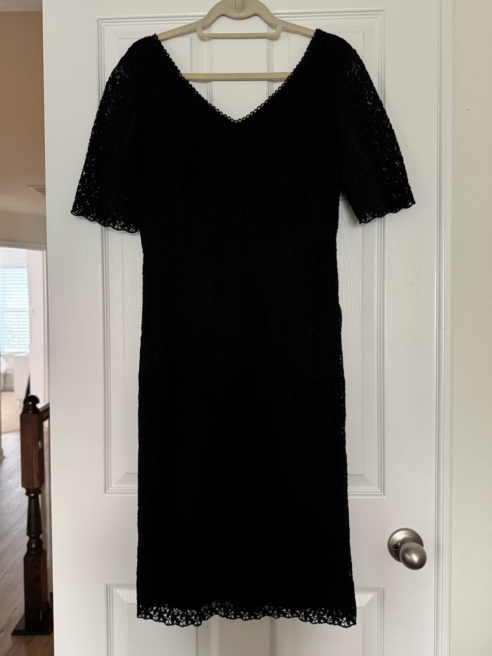 Boden Black Lace Midi Dress with V-Neck
